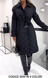 Cappotto Lungo Donna Trapuntato Trench con Bottoni e Cintura Casual Elegante Fashion in 4 Colori - 5554