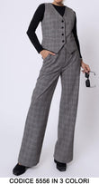 Completo Tailleur Pantalone Regolare con Gilet Elegante Casual Coordinato Donna in 3 Colori - 5556