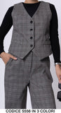 Completo Tailleur Pantalone Regolare con Gilet Elegante Casual Coordinato Donna in 3 Colori - 5556