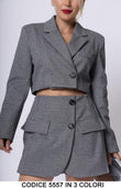 Completo Tailleur Giacca Corta e Pantagonna Elegante Casual Coordinato Donna Ufficio in 3 Colori - 5557