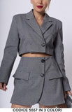 Completo Tailleur Giacca Corta e Pantagonna Elegante Casual Coordinato Donna Ufficio in 3 Colori - 5557