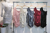 Abito Corto Tubino Monospalla interamente in Paillettes Vestito Elegante Serata Cocktail in 6 Colori - 5561