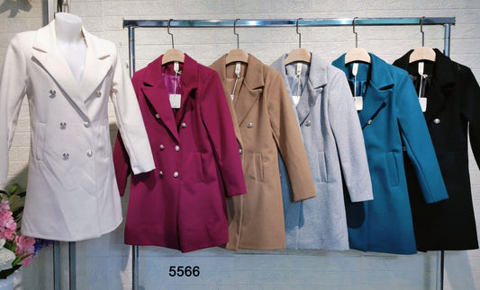 Cappotto Doppiopetto Donna Casual Elegante 6 Bottoni Dorati Fashion Cappottino in 6 Colori - 5566