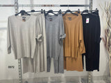 Completo Casual Coordinato Maglia Manica Lunga Pantalone Largo Tessuto Morbido Fashion in 4 Colori - 5572