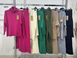 Completo Tuta Sportiva in Lana rasata Coordinato Maglia Manica Lunga Collo Alto Pantalone in 7 Colori - 5573