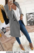 Cappotto Donna Elegante Casual 1 Bottone Doppio petto Tasche a Pattina cappottino in 7 Colori - 5577