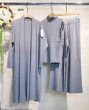 Completo 3 Pezzi Elegante Casual Cardigan Lungo Maglia Pantalone Costine Coordinato Fashion in 8 Colori - 5578