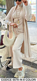 Completo 3 Pezzi Elegante Casual Cardigan Lungo Maglia Pantalone Costine Coordinato Fashion in 8 Colori - 5578