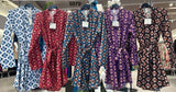 Abito Corto Manica Lunga Stile Bohemien Floreale Svasato Scollo V Chemisier Vestito in 5 Colori - 5579