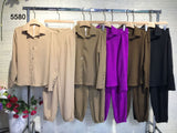 Completo Coordinato Camicia Bottoni Pantalone Elastico Casual Elegante 2 Pezzi in 5 Colori - 5580