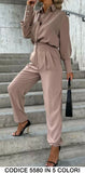 Completo Coordinato Camicia Bottoni Pantalone Elastico Casual Elegante 2 Pezzi in 5 Colori - 5580