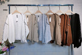 Maxi Maglione Cardigan Casual Particolari Effetto Intrecciato Bicolore Ragazza Donna in 6 Colori - 5592