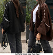 Maxi Maglione Cardigan Casual Particolari Effetto Intrecciato Bicolore Ragazza Donna in 6 Colori - 5592
