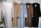 Abito Lungo Tessuto Morbido Vestito a Costine Scollo V Colletto Casual Donna in 5 Colori - 5593