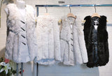 Pellicciotto Pelliccia Smanicata con Gilet in eco Pelle Bottoni Gioiello Cappotto Cintura Fashion in 3 Colori - 5594