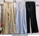 Pantalone Donna Ragazza in eco Pelle Effetto Metallizzato Fashion Casual Chic in 3 Colori - 5595