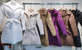 Cappotto Lungo Donna Elegante Trapuntato Giubbotto con Cintura Casual Fashion in 6 Colori - 5596