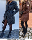 Cappotto Lungo Donna Elegante Trapuntato Giubbotto con Cintura Casual Fashion in 6 Colori - 5596