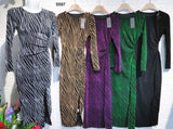 Abito Lungo Cut Out con Spacco Vestito a righe Animalier Brillantinato Casual in 5 Colori - 5597