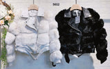 Giacca Cappotto in Pellicciotto ed eco Pelle Giubbotto con Fibbie Zip Asimmetrica Fashion Donna in 2 Colori - 5602