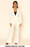 Tailleur Completo Giacca Lunga con Cintura Pantalone Zampa Coordinato Donna Elegante Casual in 7 Colori - 5605