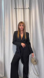 Tailleur Completo Giacca Lunga con Cintura Pantalone Zampa Coordinato Donna Elegante Casual in 7 Colori - 5605