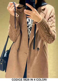 Cappotto Cardigan Doppio petto Bottoni Neri Maniche e Retro in Tessuto Trecce Caldo in 4 Colori - 5626