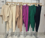 Completo Coordinato Maglia Monospalla e Pantalone Elastico Trama Trecce Casual Tuta in 5 Colori - 5639