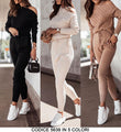 Completo Coordinato Maglia Monospalla e Pantalone Elastico Trama Trecce Casual Tuta in 5 Colori - 5639