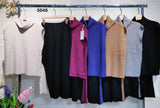 Completo Coordinato Maglia Collo Alto e Gonna Lunga Nera Bicolore Casual Colorato in 6 Colori - 5646