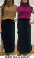 Completo Coordinato Maglia Collo Alto e Gonna Lunga Nera Bicolore Casual Colorato in 6 Colori - 5646