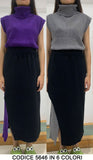 Completo Coordinato Maglia Collo Alto e Gonna Lunga Nera Bicolore Casual Colorato in 6 Colori - 5646