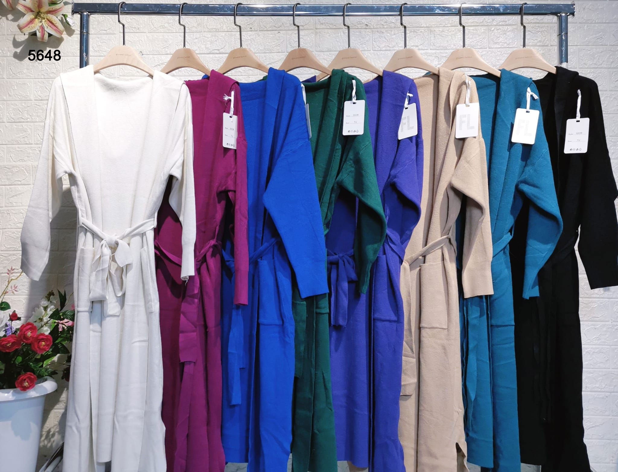 Cappotto Lungo Donna in Lana Soprabito Elegante con Tasche e Cappuccio con Cintura in 8 Colori - 5648