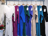 Cappotto Lungo Donna in Lana Soprabito Elegante con Tasche e Cappuccio con Cintura in 8 Colori - 5648