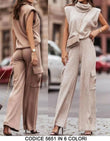 Completo Coordinato Maglia Collo Alto Pantalone Cargo a Zampa Casual Elegante in 6 Colori - 5651