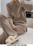 Completo Coordinato Tuta Sportiva Calda in Tessuto Morbido con Righe Manica Lunga Pantalone Zampa in 8 Colori - 5657