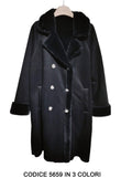 Cappotto Lungo Montone Morbido con eco pelliccia interna Collo Doppio Petto Casual Giubbotto Elegante in 3 Colori - 5659