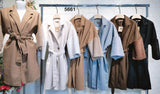 Cappotto Lungo Fashion con Manica in Pelliccia Peluche Collo Doppio petto Giacca con Cintura Casual in 5 Colori - 5661