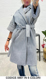 Cappotto Lungo Fashion con Manica in Pelliccia Peluche Collo Doppio petto Giacca con Cintura Casual in 5 Colori - 5661