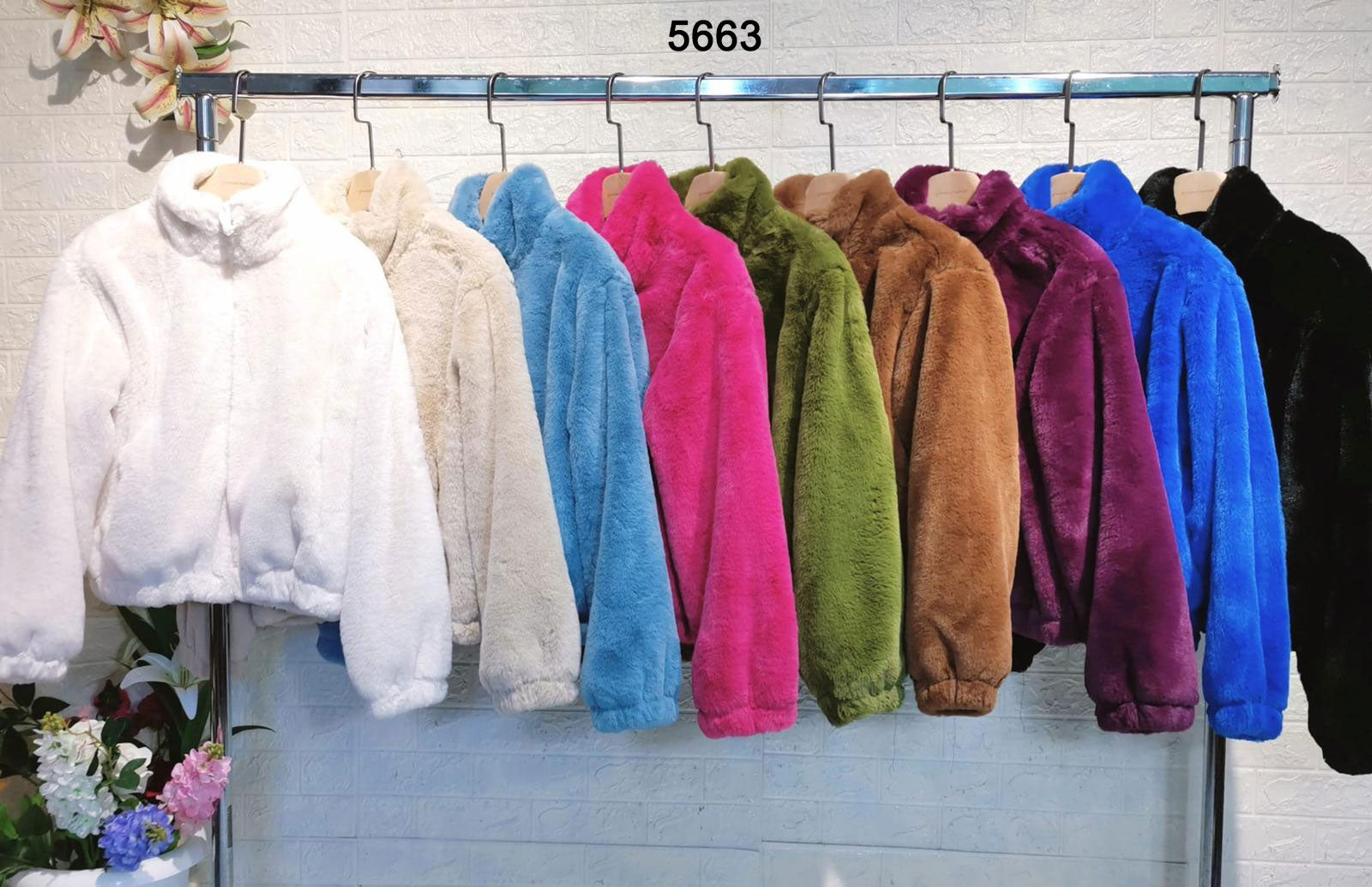 Giubbotto in eco Pelliccia Caldo Tinta Unita con Zip Giubbino Fashion Casual in 9 Colori - 5663
