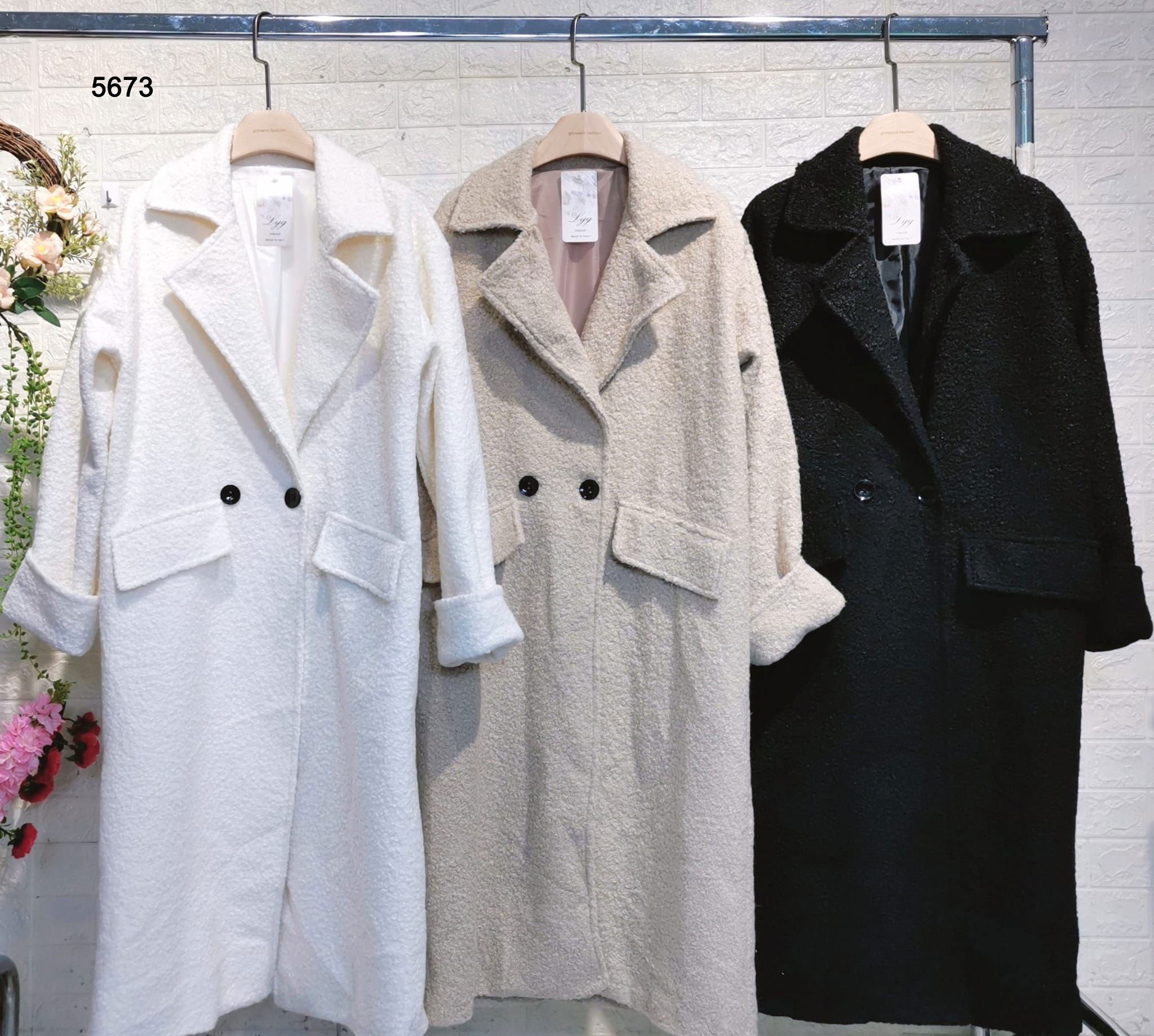 Cappotto Lungo in Panno Casual Tasche Estetiche Collo Doppio Petto Risvolto Manica Fashion in 3 Colori - 5673