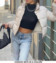 Giubbotto Bomber Collo Alto Zip e Bottoni Giacca Fashion Casual Piumino in 2 Colori - 5674