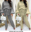 Completo Coordinato Coste Maglia Morbida con Cintura Pantalone Largo Casual Fashion in 5 Colori - 5677