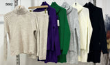 Completo Maglia Collo Alto Gonna Midi Casual Coordinato Fashion Morbido Trama Righini in 6 Colori - 5682