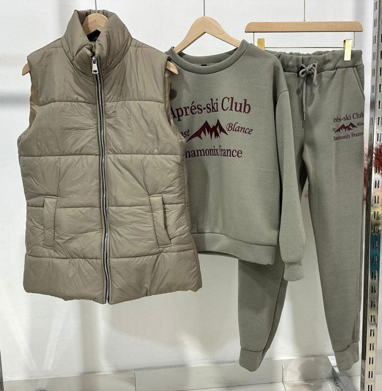 Completo Coordinato Piumino Smanicato Tuta Sportiva Fashion Chamonix France Casual in 4 Colori - 5683