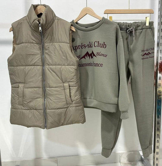 Completo Coordinato Piumino Smanicato Tuta Sportiva Fashion Chamonix France Casual in 4 Colori - 5683