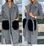 Cappotto Lungo Smanicato Gilet con Cintura Tasche Grandi in Pellicciotto Fashion Casual in 3 Colori - 5685