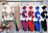 Completo Sportivo Tuta con Rombi Collo Alto Pantalone Elastico con Laccetti Coordinato in 5 Colori - 5688