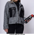 Giubbotto Cappottino Casual Tessuto stile Tweed Tasche Grandi in eco Pelle Nero Bottoni in 4 Colori - 5689
