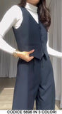 Coordinato 3 Pezzi Gilet Pantalone Zampa Maglia Dolce Vita Collo Alto Completo Casual Tailleur in 3 Colori - 5696